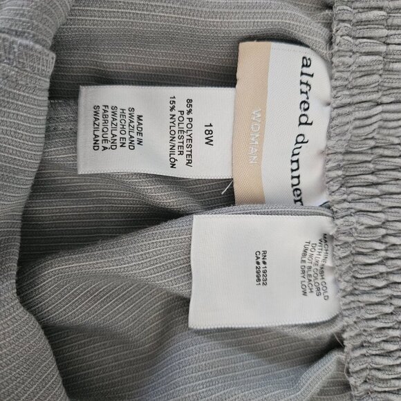 Alfred Dunner Corduroy Elastic Waist Proportioned Grey 18W Stretch Pants - Picture 5 of 7